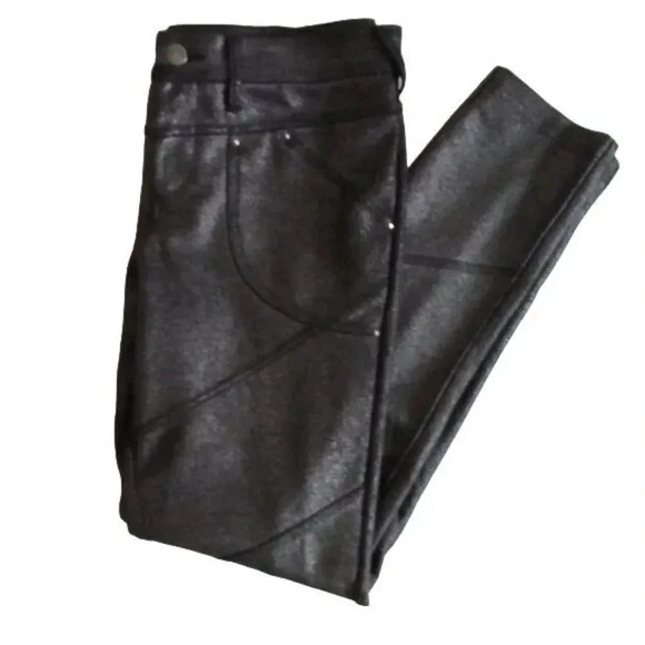 Free People Black Shimmer Moto Pants - Picture 2 of 4